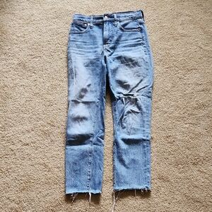 Madewell Lt Blue Distressed Ankle Jeans "The Perfect Vintage Crop Jean" Sz 25